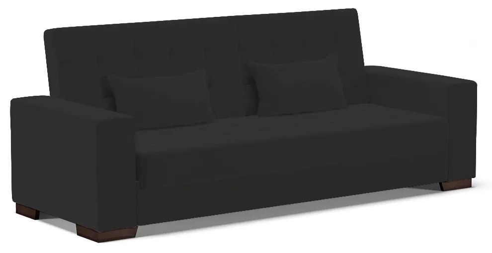 Sofá Cama Casal 3 Lugares 210cm Lisboa Veludo Preto  D03 - D'Rossi