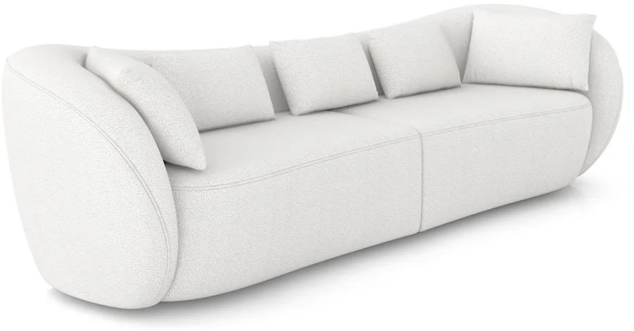 Sofá Bipartido Sala de Estar Diamond 292cm com Almofadas Soltas Bouclê Branco G52 - Gran Belo