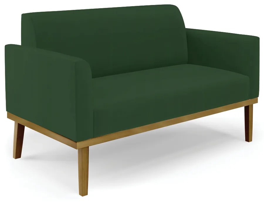 Poltrona Namoradeira Decorativa Isabella Pés Fixo em Madeira Castanho Veludo Verde Esmeralda G19 - Gran Belo