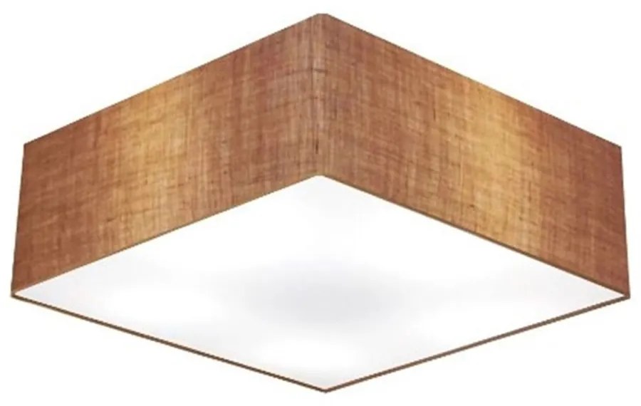 Plafon Quadrado Md-3056 Cúpula em Tecido 15/70x70cm Palha - Bivolt