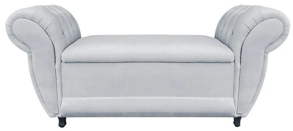 Recamier com Baú Grécia 195 cm Namoradeira Calçadeira Suede Cinza D'Rossi