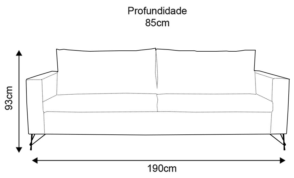 Sofá Decorativo 2 Lugares 190 CM Denmark Veludo Cinza Com Pés Preto G62 - Gran Belo