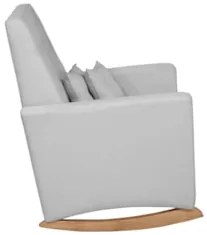 Poltrona Amamentação Base Madeira Balanço Lola Linho Cinza F03 - Mpoze