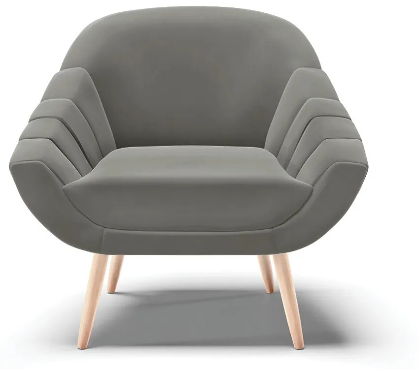 Poltrona Giovana Suede Grafite Pés Palito Natural - Indo Decorar