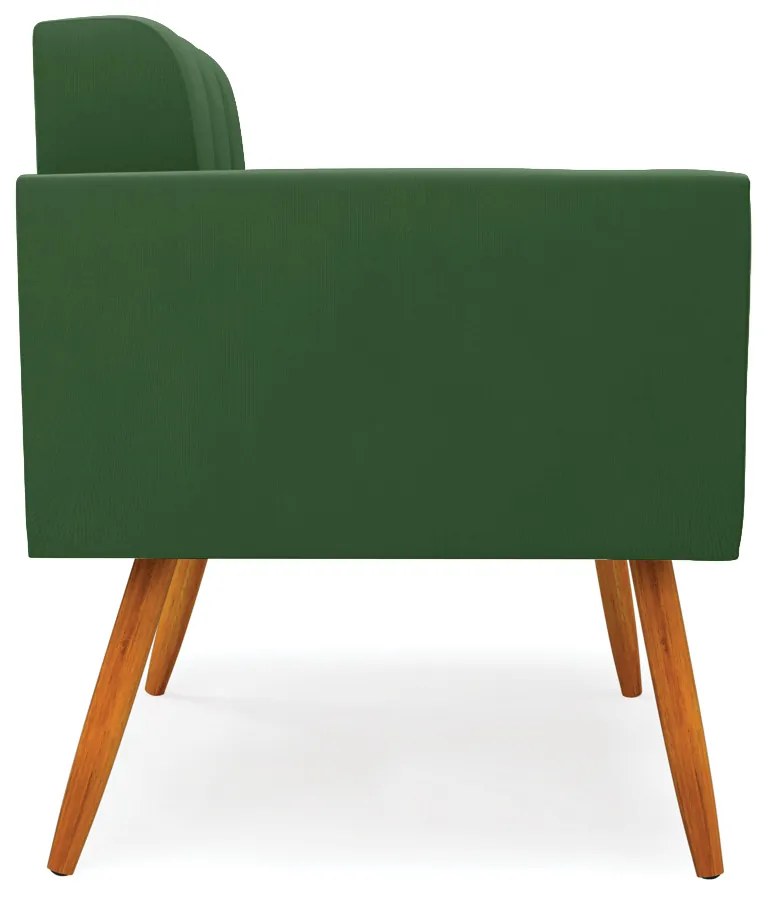 Poltrona Elisa Suede Verde Pés Palito Castanho D03 - D'Rossi