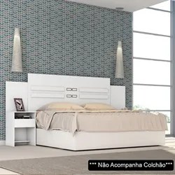 Cabeceira Casal Com 2 Mesas De Cabeceira Triunfo D02 Branco - Mpozenat