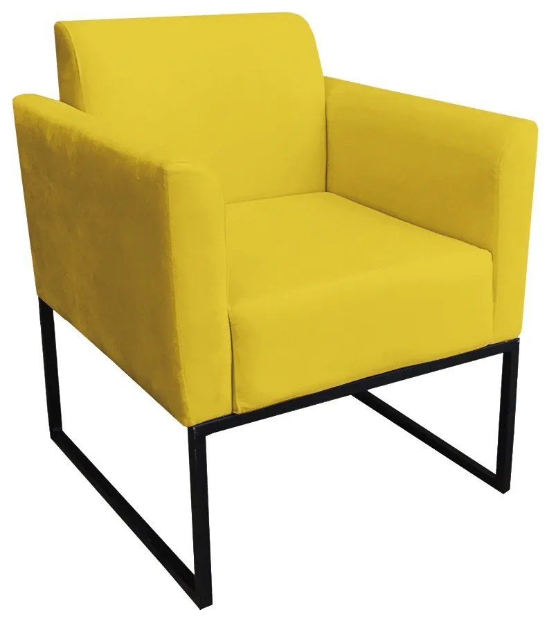 Sofá Namoradeira com Poltrona Base Industrial Preto Marisa Suede D03 - D'Rossi - Amarelo