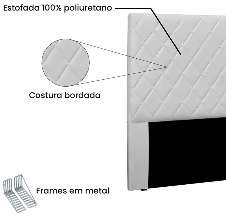 Cabeceira Cama Box Solteiro 90cm Esmeralda Corano Branco - Sheep Estofados - Branco