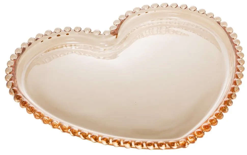 Prato Cristal Coração Pearl Âmbar 25x22x2cm 28395 Wolff