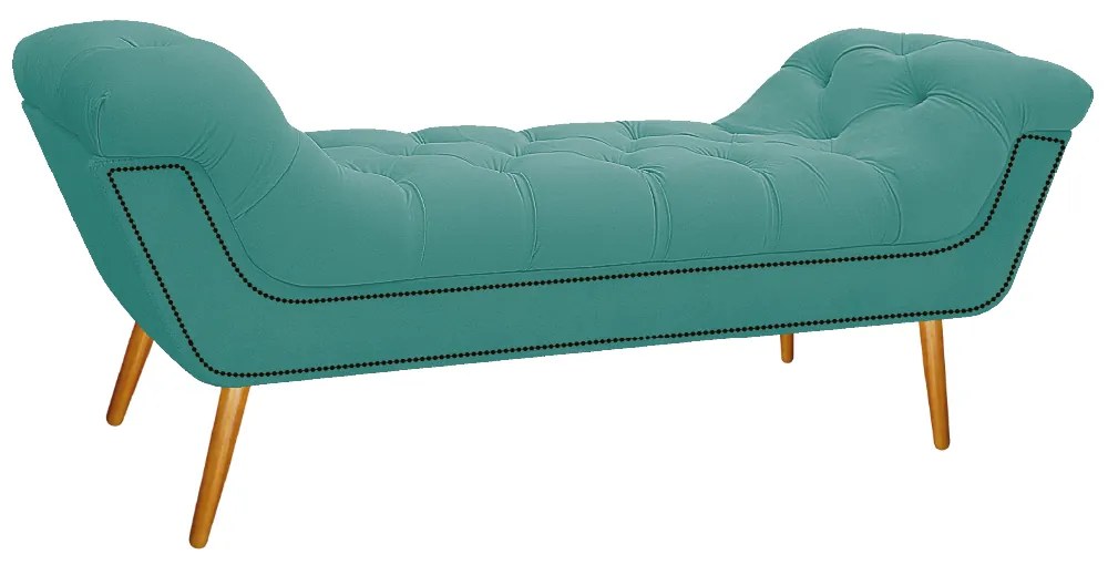 Calçadeira Estofada Veneza 160 cm Queen Size Suede Azul Tiffany - ADJ Decor