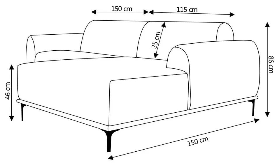 Sofá 4 Lugares Bipartido com Chaise Lado Esquerdo Base de Madeira Euro 265 cm Veludo Telha G15 - Gran Belo
