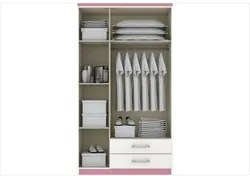 Guarda Roupa Açaí 3 Portas de Abrir Branco/Rosa Chá - Henn