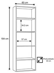 Kit 2 Estantes Livreiro 4 Prateleiras Luiza Castanho - AJL Móveis