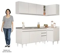 Armário de Cozinha Modulado de Canto Esquerdo 4 Peças CP51 com Pia Ino