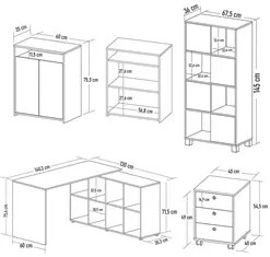 Conjunto Escritório Home Office 4 Peças Nil A06 Preto - Mpozenato