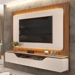 Painel Ripado para TV 70 Pol com Bancada Suspensa 210cm Trevis D04 Off