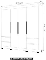 Guarda Roupa Casal 212cm com Espelho Vivacce Freijó/Titanium - Albatro