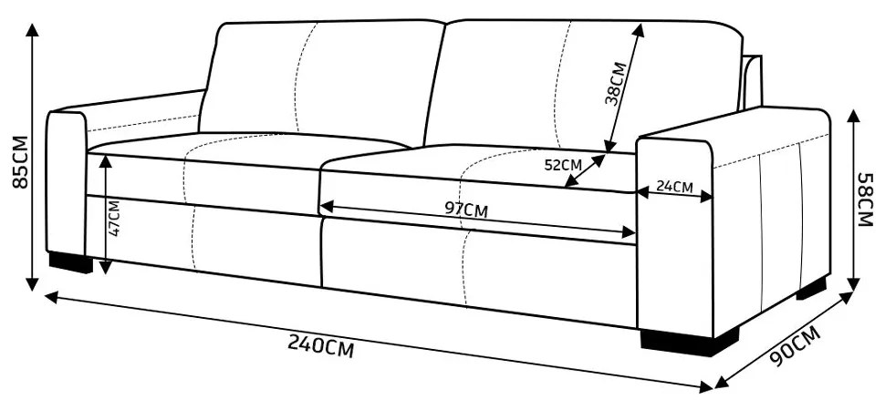 Sofá 4 Lugares Sala de Estar Pés Madeira Aisla 240 cm Couro Camel G43 - Gran Belo