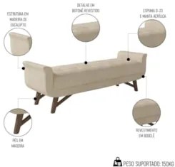 Cabeceira Cama Box Queen 160cm Pisa e Recamier Neville Z37 Boucle Bege