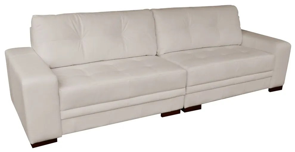 Sofá 4 Lugares Bipartido Sala de Estar Milano 260cm Couro Off White G58 - Gran Belo
