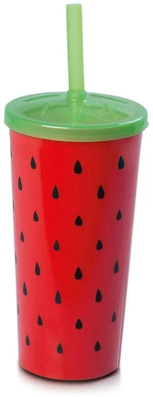 Copo com Canudo Melância 600 Ml