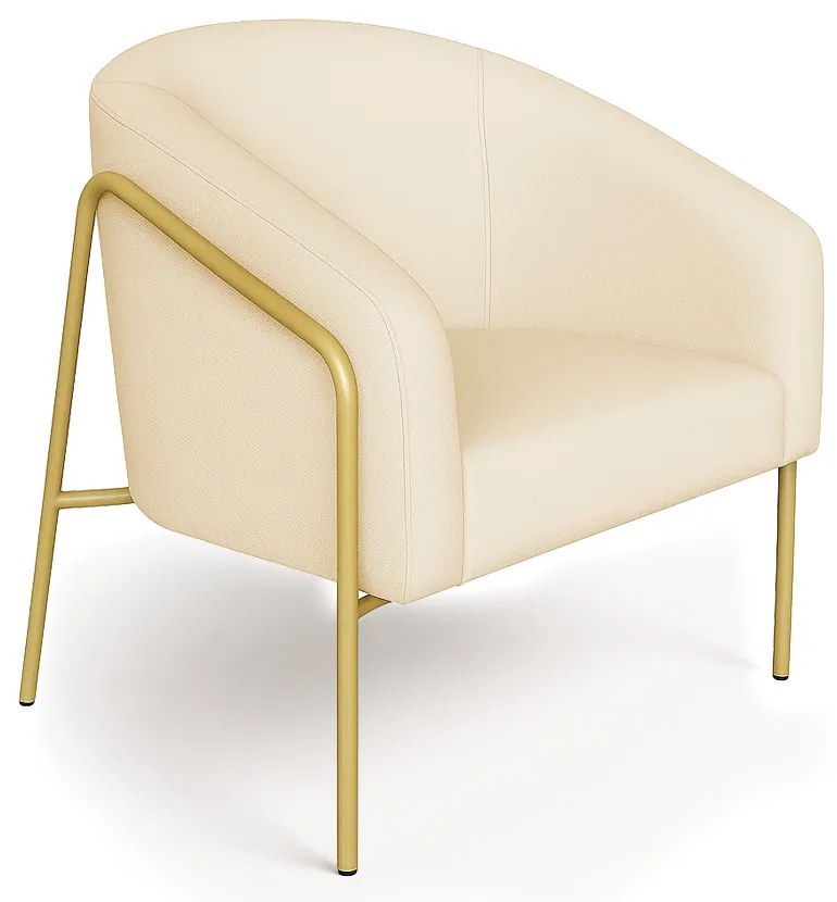 Poltrona Sala Industrial Alta Dourado Stella Linho D03 - D'Rossi - Bege