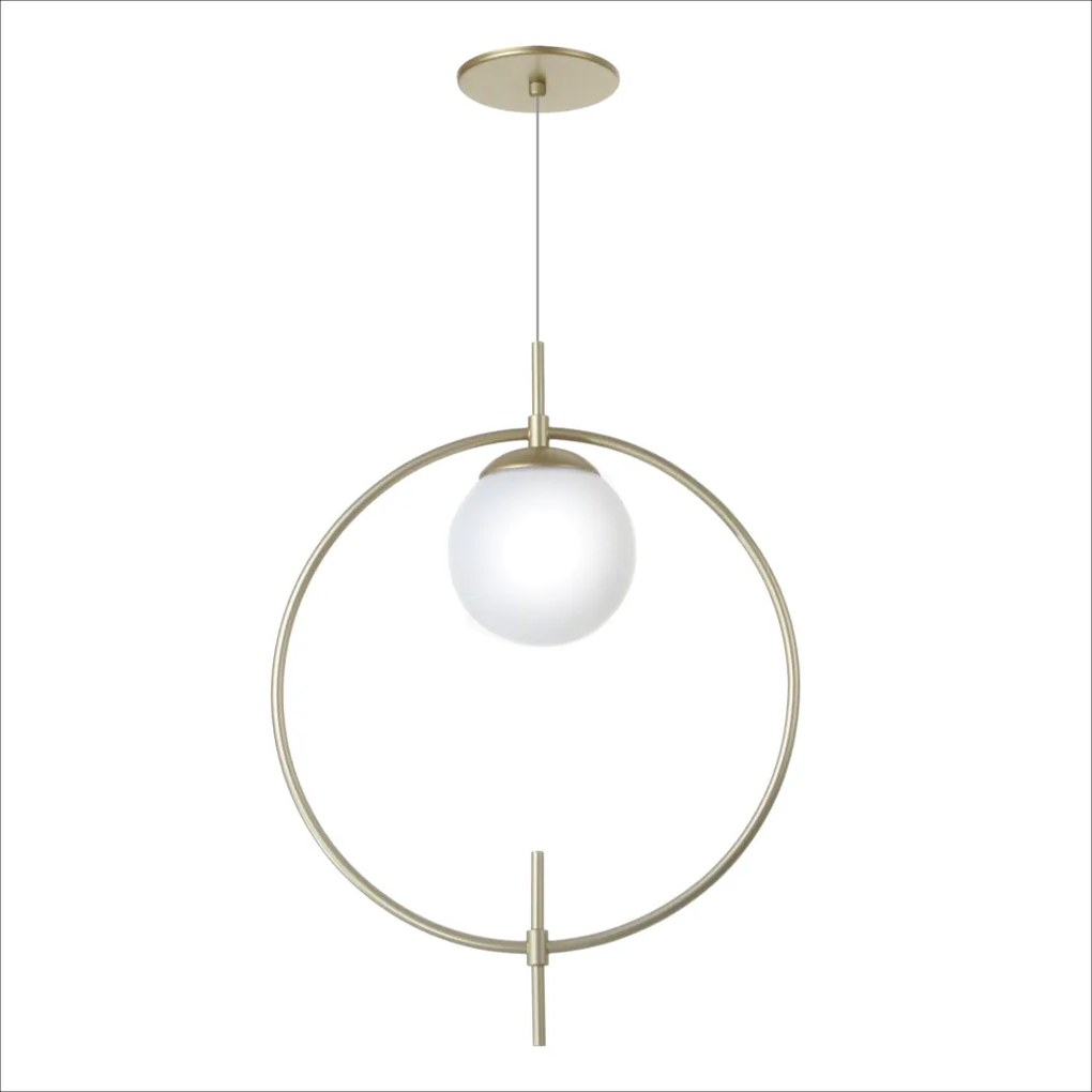 Pendente Cerchio 50,5X12X38Cm Metal Alumínio E Globo Ø12Cm 01Xg9 - Old... (ROSE FOSCO / COBRE BRILHO)