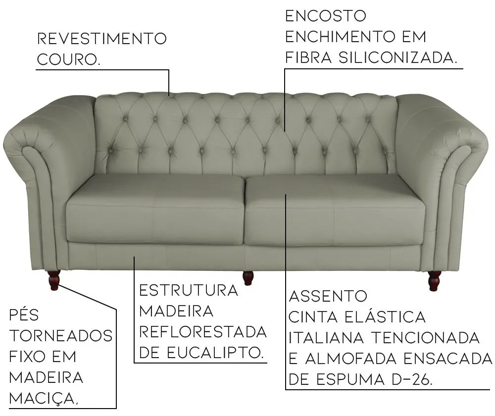 Sofá 2 Lugares Maggiore 180cm Couro Fendi G58 - Gran Belo
