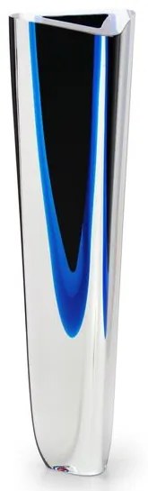 Vaso Triangular nº 1 Bicolor Preto com Água-marinha Murano Cristais Cadoro