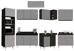Armário de Cozinha Modulada de Canto 8 Peças CP02 Balcão com Tampo Pre