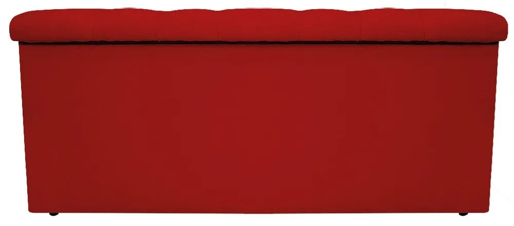 Recamier Baú Estofada Mel 90 cm Solteiro Com Capitonê  Suede Vermelho - ADJ Decor