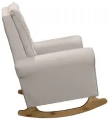 Poltrona Amamentação Base Madeira Balanço Maju Linho Bege F03 - Mpozen