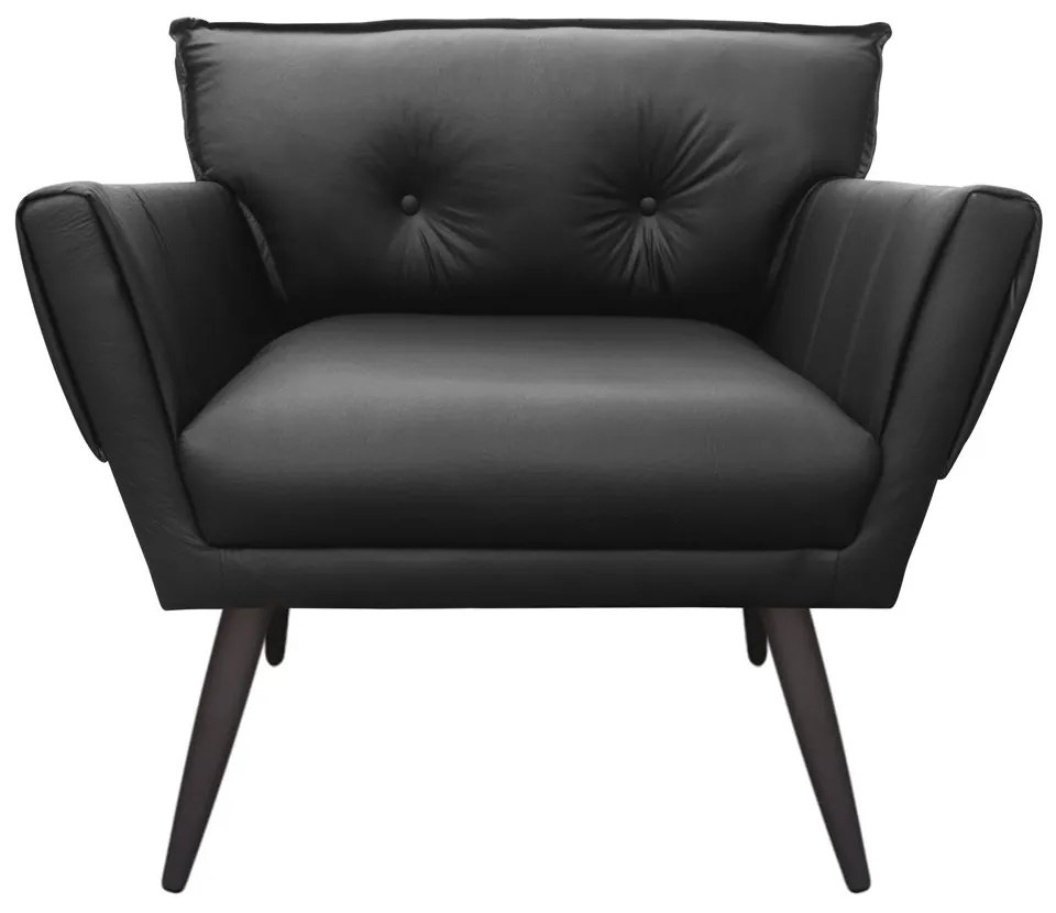 Kit 02 Poltronas Anitta Corino Pés Palito de Ferro D03 - D'Rossi - Preto