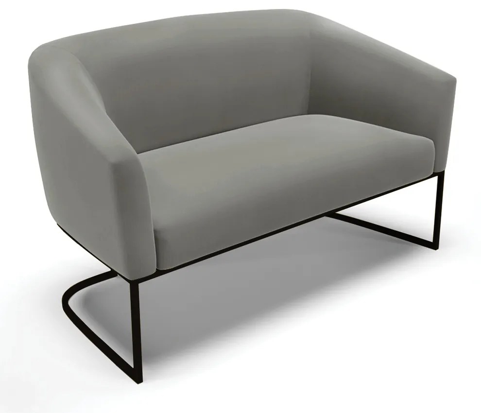 Namoradeira e 2 Poltronas Industrial Preto Stella Suede D03 - D'Rossi - Grafite