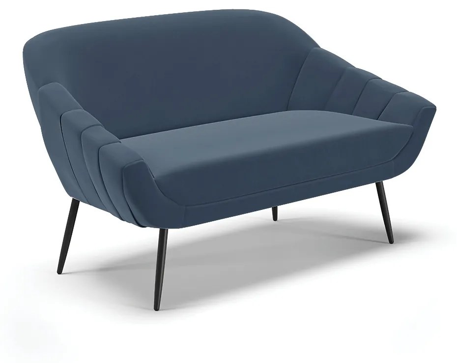 Namoradeira 02 Lugares Giovana Suede Pés Palito de Ferro - D'Rossi - Azul Marinho