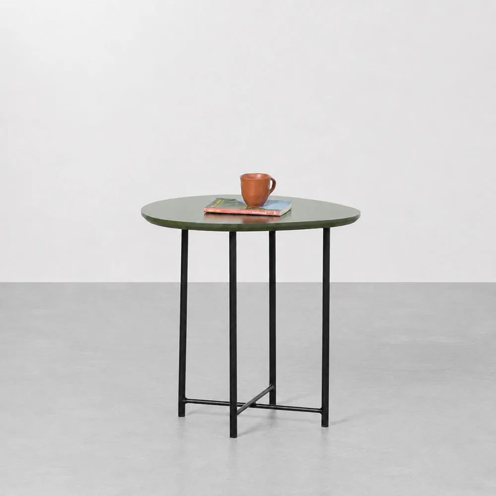 Mesa Lateral Nic Preto e Verde Musgo - 45cmx44cm