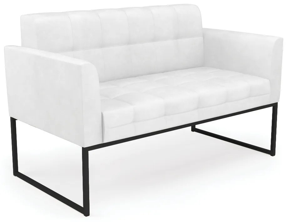 Sofá Namoradeira Elisa Corano Base Metálica Industrial Preto - D'Rossi - Branco