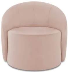 Poltrona Sala Decorativa Redonda 91cm Steve Veludo Rose I01 - Mpozena