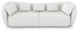 Sofá 3 Lugares 252cm Orgânico Pé Madeira Yume Bouclê Branco Z55 - Mpoz