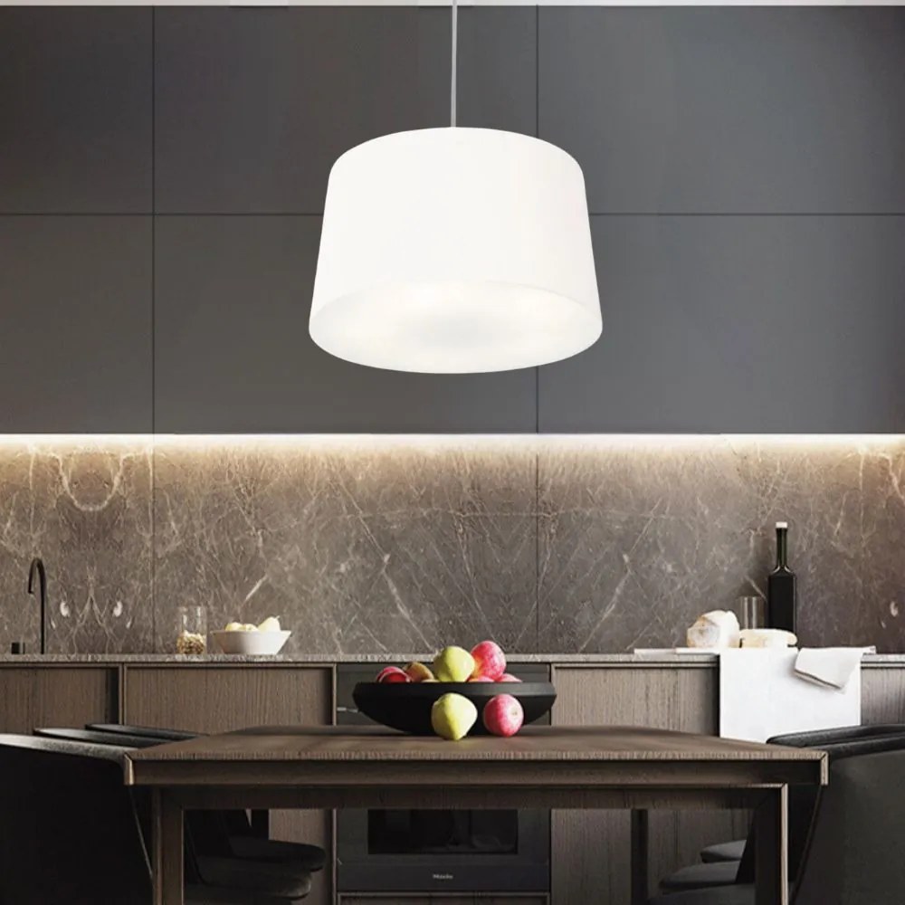 Lustre Pendente Cone Md-4156 Cúpula em Tecido 30/45x40cm Branco - Bivolt