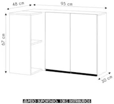 Armário de Cozinha Aéreo 95cm Sirelian Atacama/Branco A15  - Mpozenato