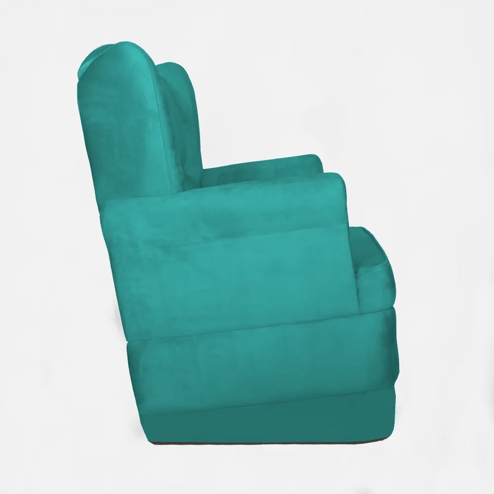 Poltrona Ana de Amamentação com Balanço Suede Azul Tiffany