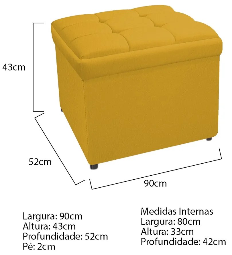 Calçadeira Copenhague 90 cm Solteiro Suede Amarelo - ADJ Decor