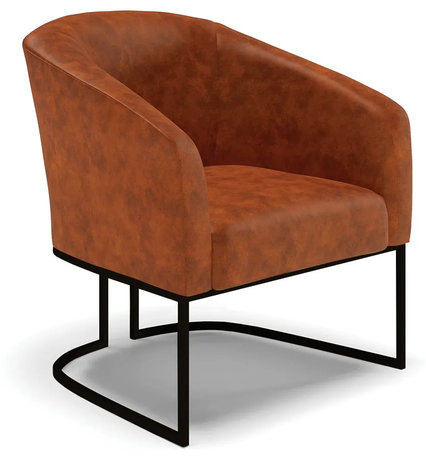 Namoradeira e 2 Poltronas Industrial  Preto Stella Sintético PU D03 - D'Rossi - Nozes