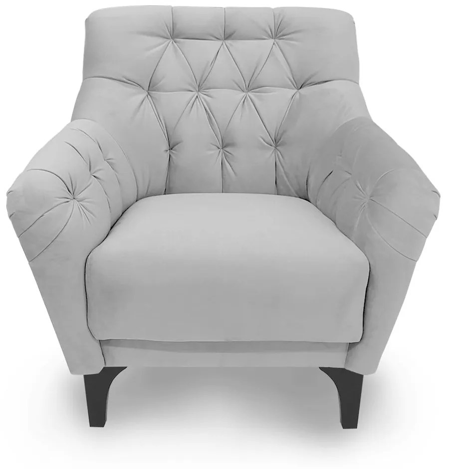 Poltrona Decorativa Roma Botonê Pés Madeira Veludo Cinza Claro - Sheep Estofados - Cinza claro