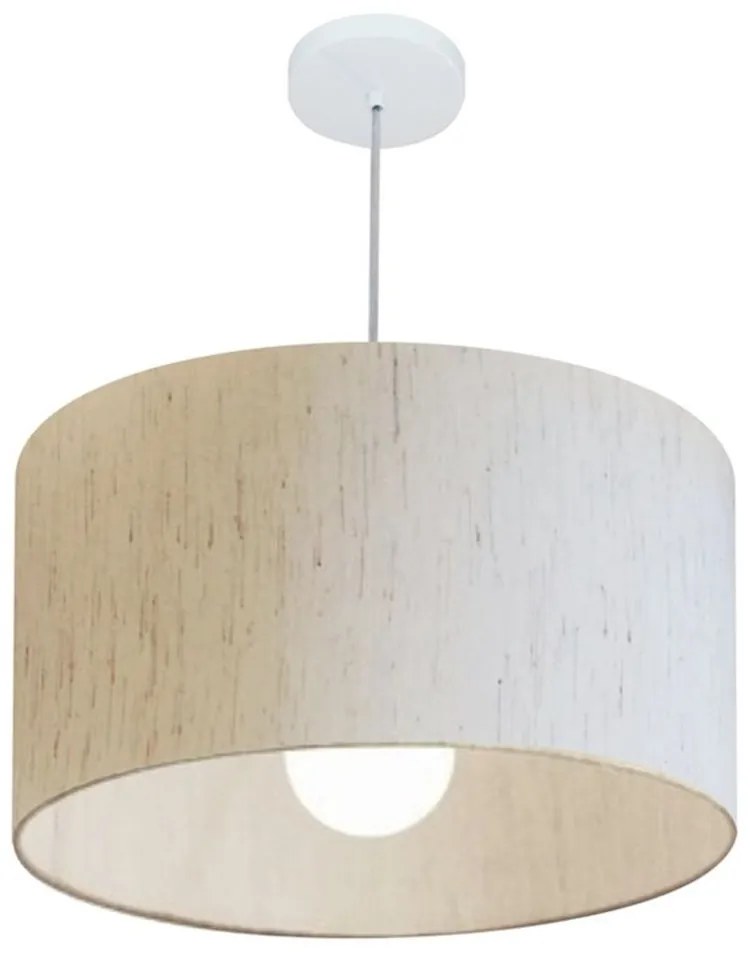 Lustre Pendente Cilíndrico Md-4169 Cúpula em Tecido 60x30cm Linho Bege - Bivolt