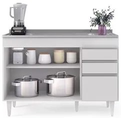 Armário de Cozinha Modulado de Canto Esquerdo 4 Peças CP48 com Pia Ino
