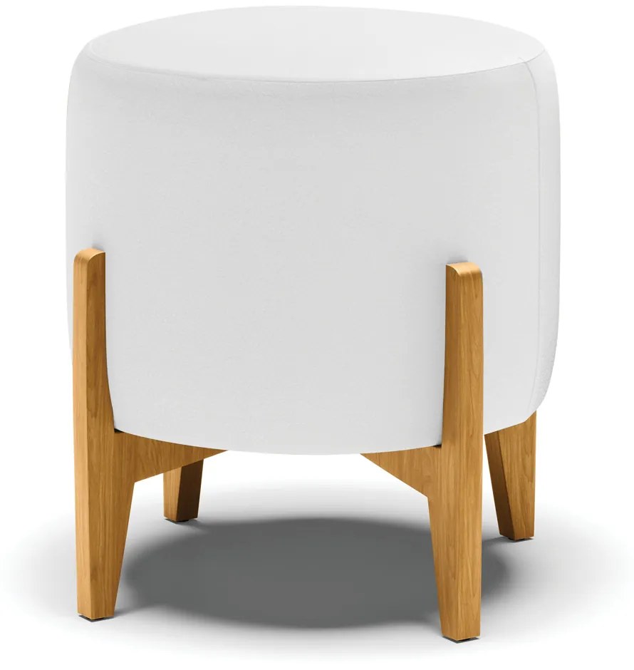 Puff Decorativo Stella Sintético Base Madeira Castanho D03 - D'Rossi - Branco