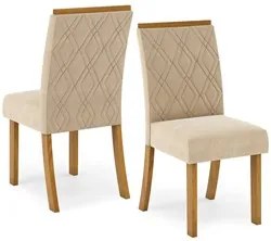 Conjunto Mesa de Jantar Inês Com 4 Cadeiras Vitória H02 Nature/Off Whi