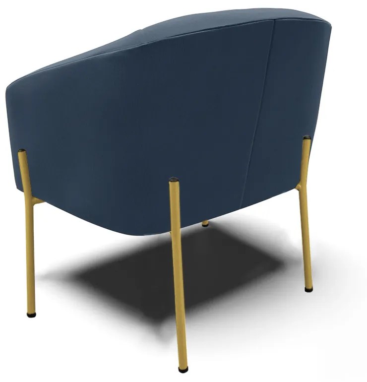 Poltrona Decorativa Pé de Ferro Dourado Stella Suede Azul Marinho D03 - D'Rossi